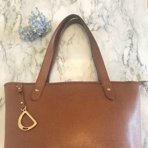 Brown/tan leather tote